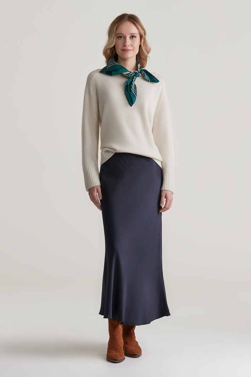 SUKNĚ GANT REGULAR A-LINE SATIN SKIRT EVENING BLUE