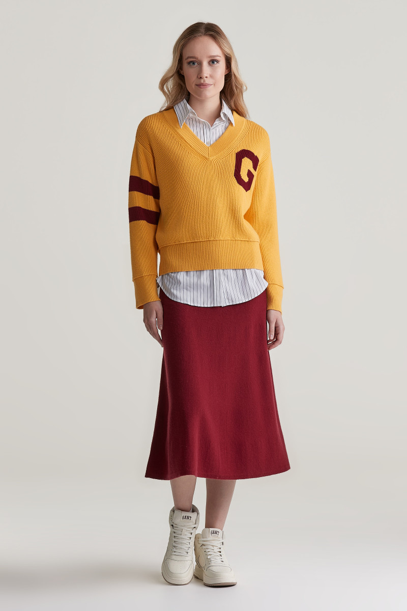 E-shop SUKNĚ GANT SUPERFINE LAMBSWOOL SKIRT PLUMPED RED