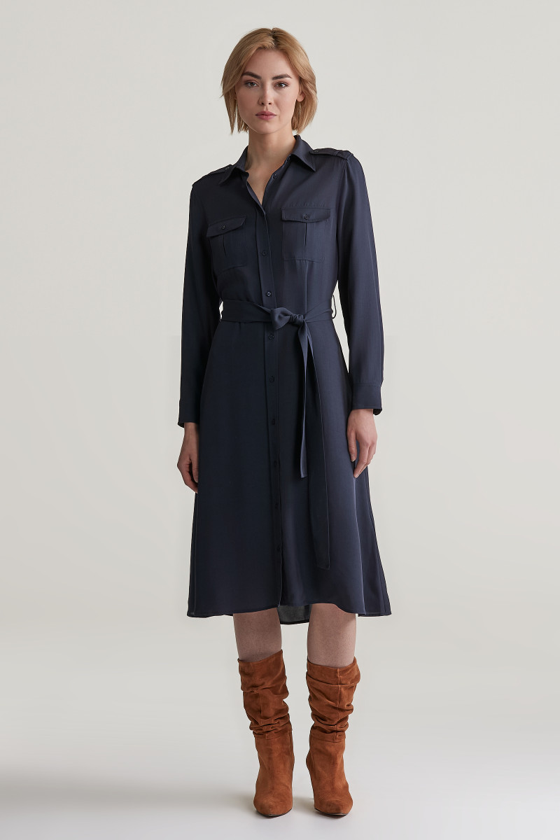 E-shop ŠATY GANT REG POCKET SHIRT DRESS EVENING BLUE