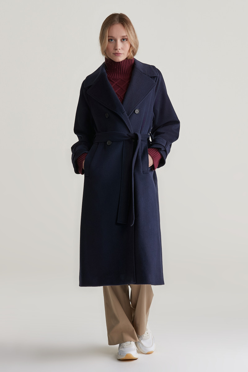 E-shop KABÁT GANT WOOL TRENCH COAT EVENING BLUE