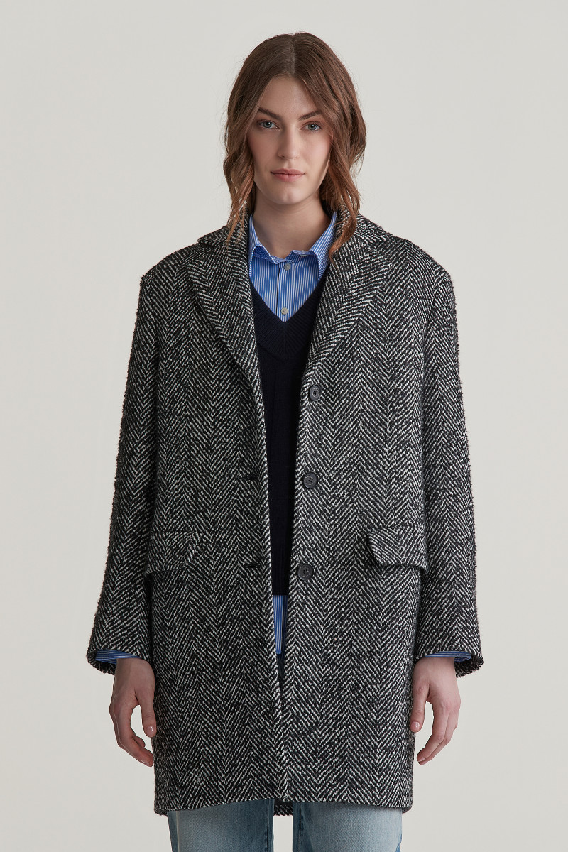 E-shop KABÁT GANT HERITAGE HERRINGBONE COAT BLACK