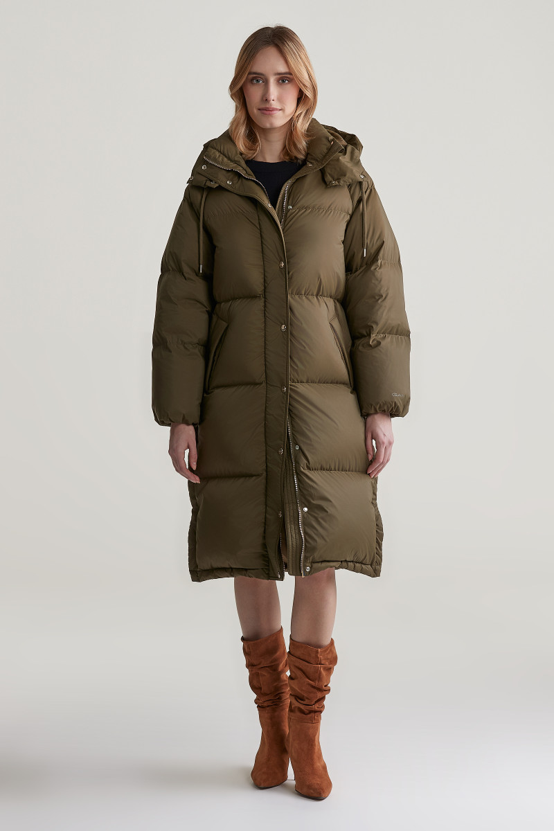 KABÁT GANT FULL LENGTH DOWN COAT DARK CACTUS