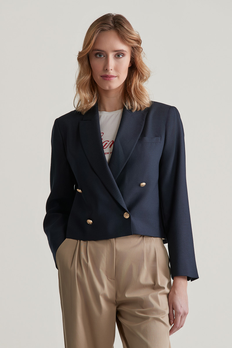 BLEJZR GANT REL CROPPED CLUB BLAZER EVENING BLUE