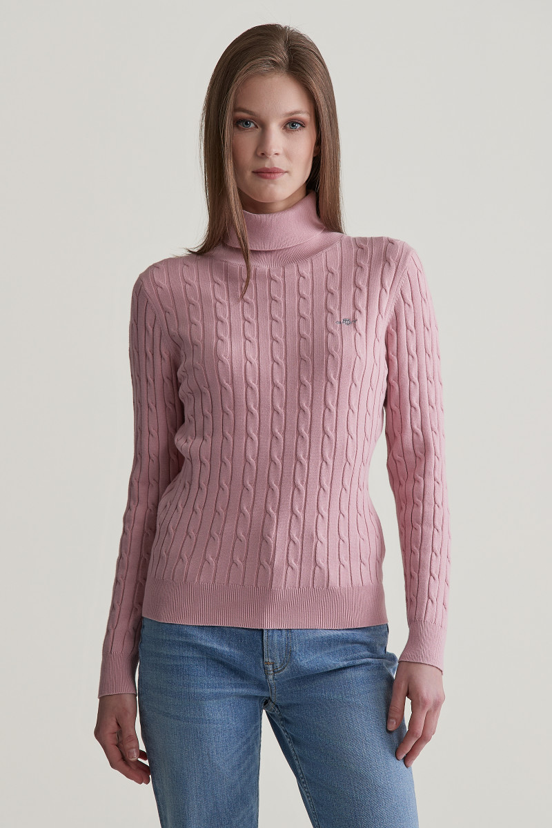 E-shop ROLÁK GANT STRETCH COTTON CABLE TURTLENECK DUSTY PINK