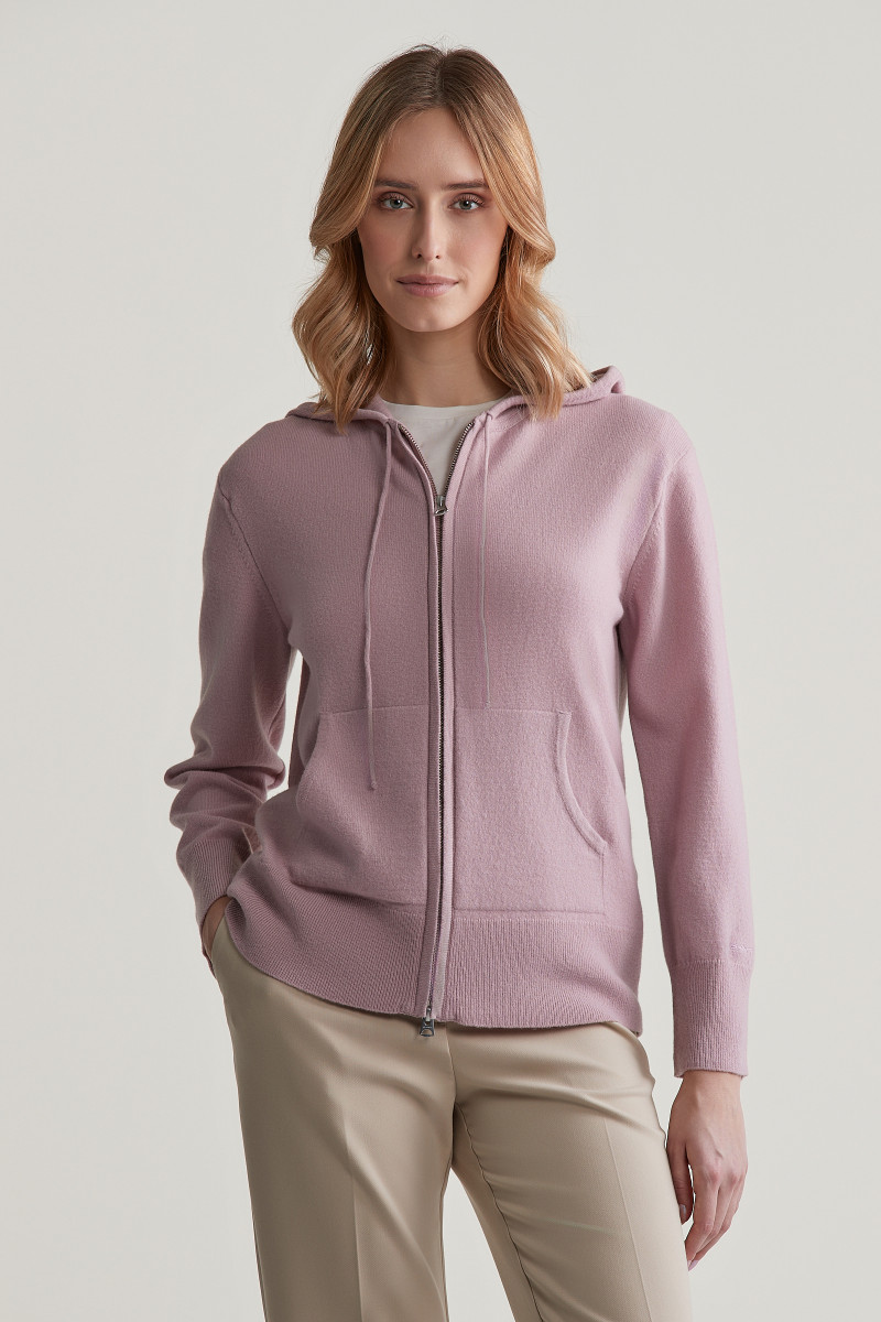 SVETER GANT SUPERFINE LAMBSWOOL ZIP HOODIE DUSTY PINK