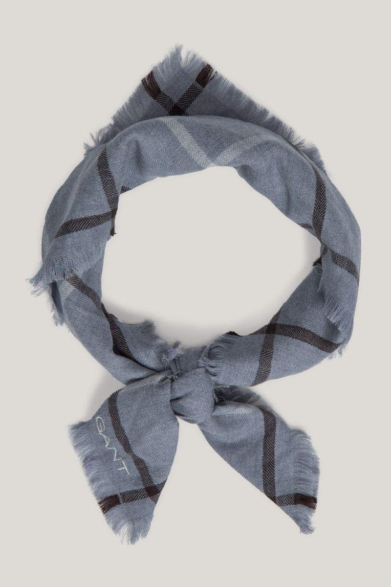 ŠÁLA GANT HERRINGBONE CHECKED FOULARD GREY MELANGE