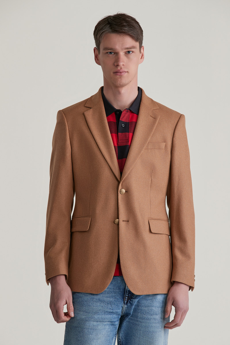 E-shop SAKO GANT SLIM WOOL FLANNEL CLUB BLAZER CARAMEL BEIGE