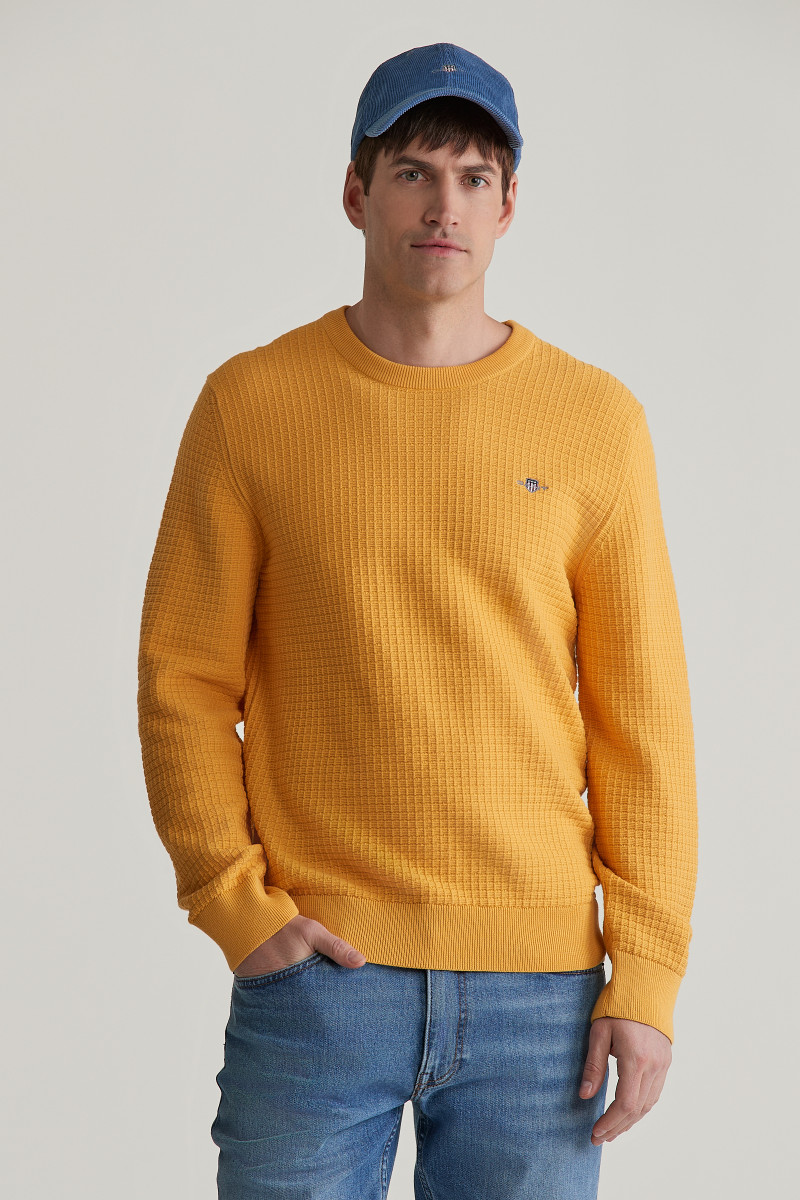 E-shop SVETR GANT COTTON TEXTURED C-NECK FADED SUNSET