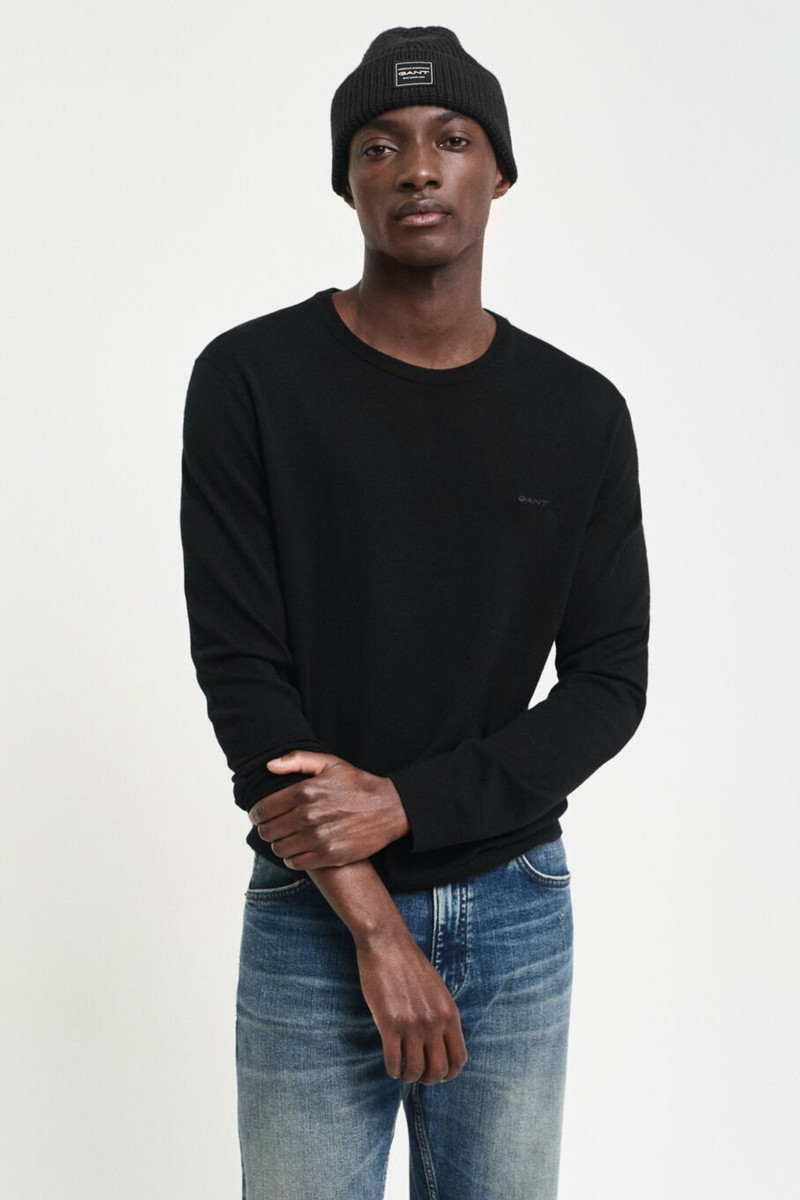 SVETR GANT EXTRAFINE MERINO WOOL C-NECK BLACK