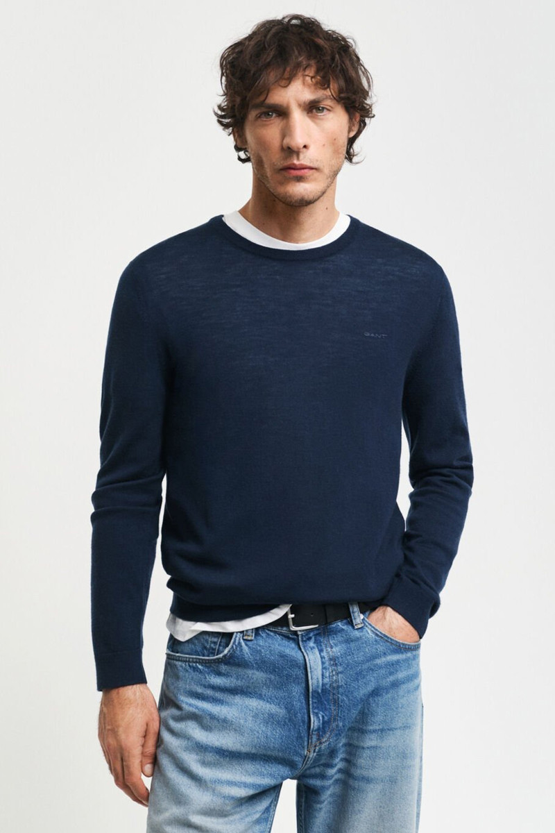 E-shop SVETR GANT EXTRAFINE MERINO WOOL C-NECK MARINE