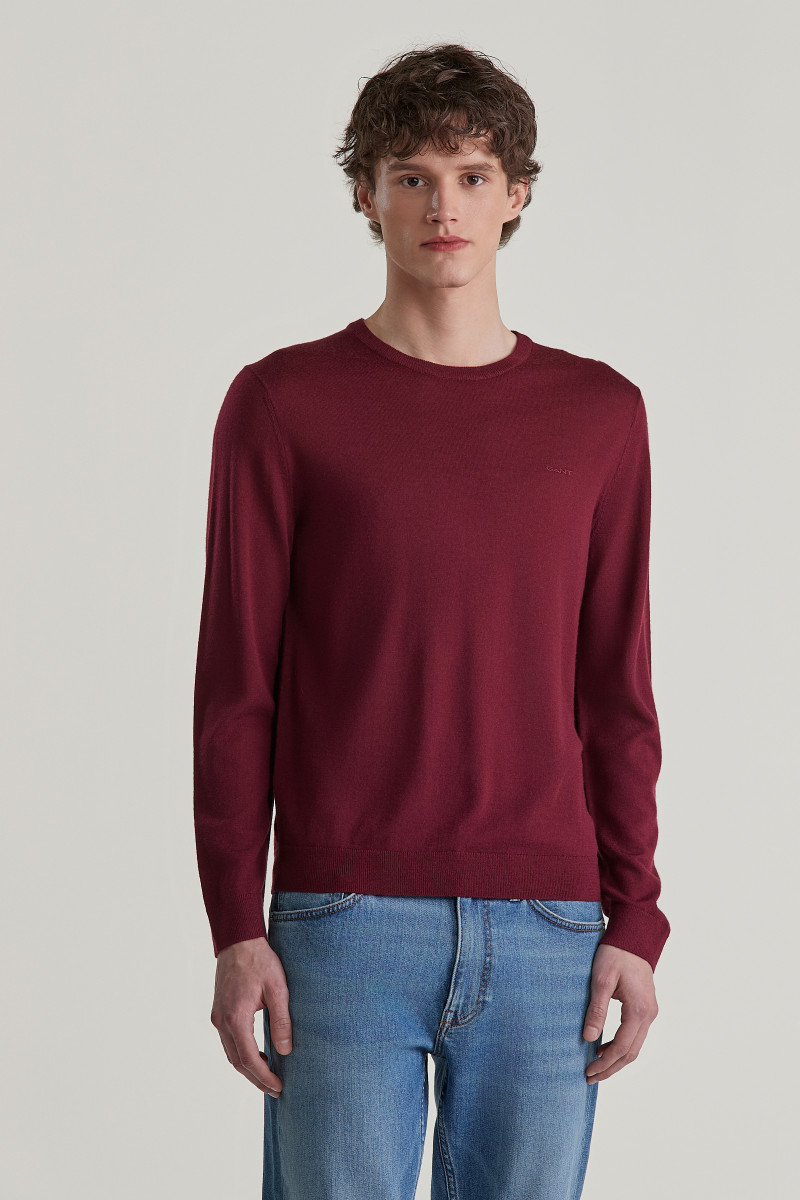 E-shop SVETR GANT EXTRAFINE MERINO WOOL C-NECK WINE RED