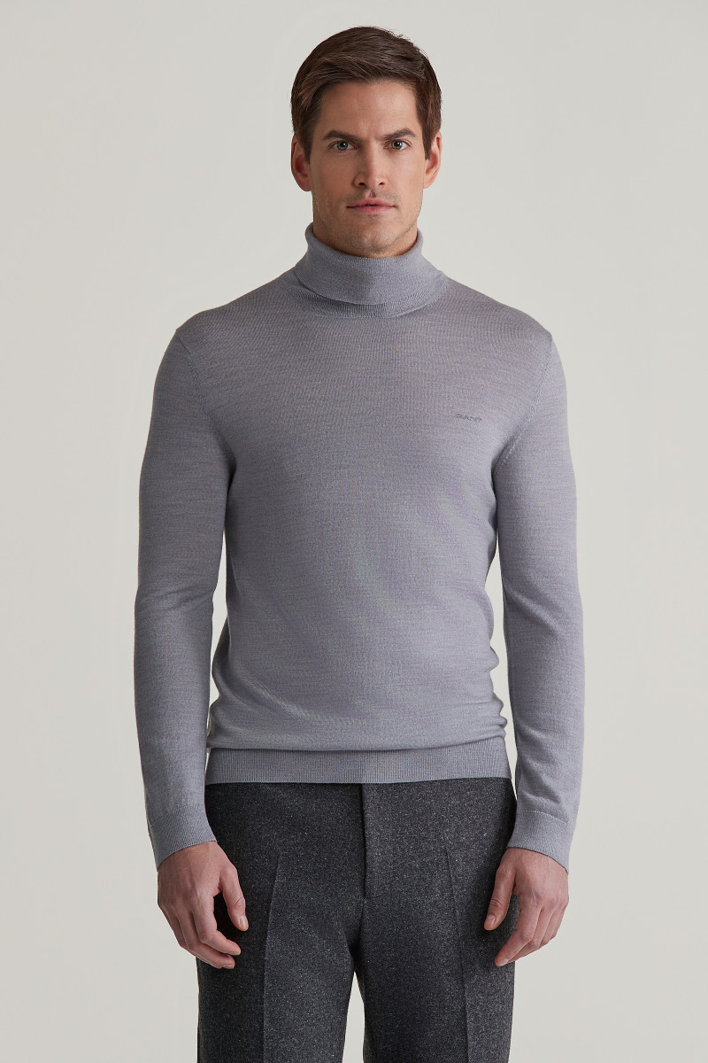 E-shop ROLÁK GANT EXTRAFINE MERINO WOOL TURTLENECK GREY MELANGE