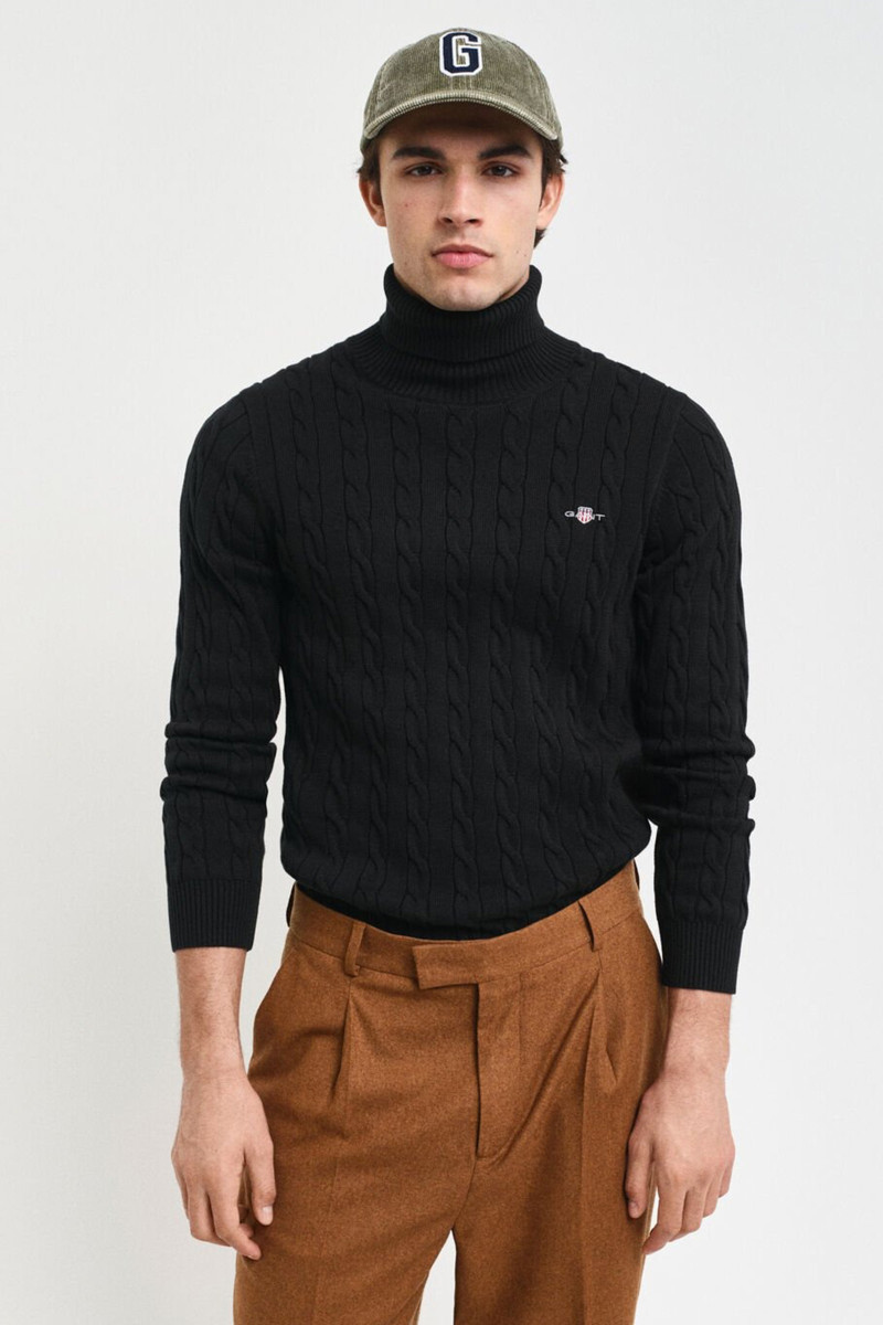 E-shop ROLÁK GANT COTTON CABLE TURTLE NECK BLACK