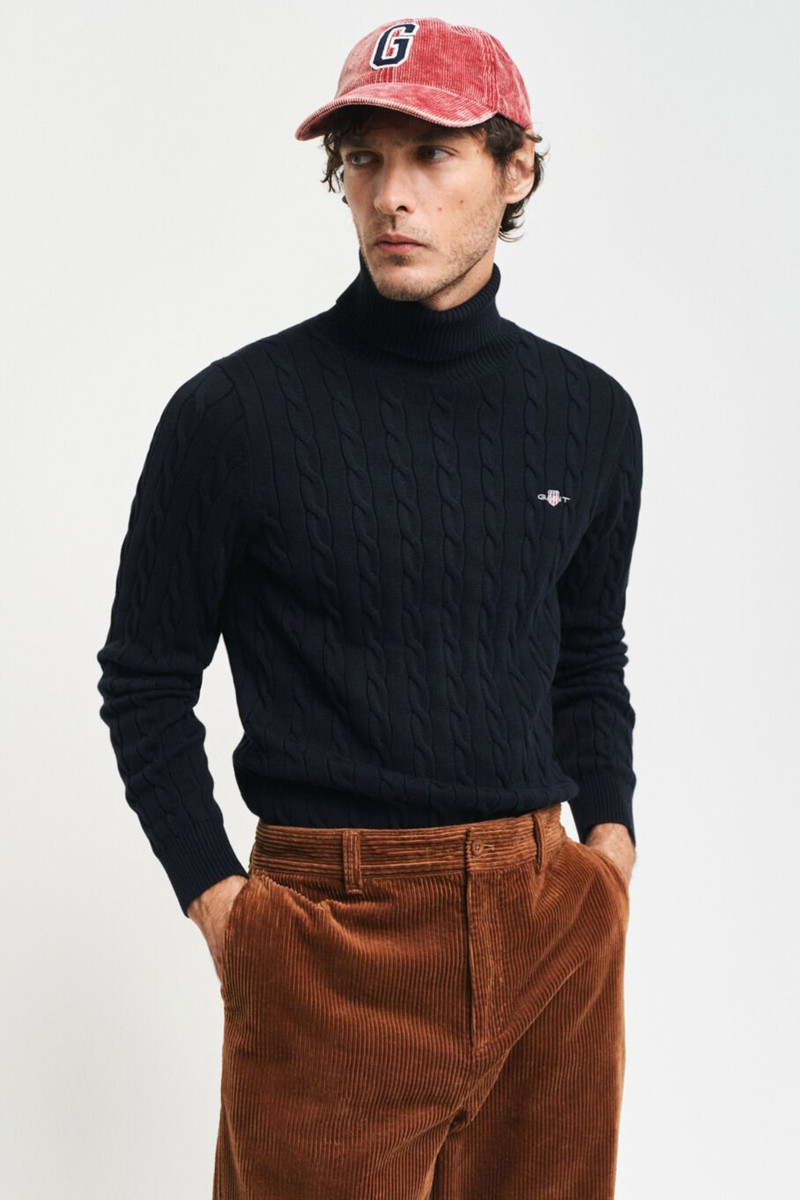 E-shop ROLÁK GANT COTTON CABLE TURTLE NECK EVENING BLUE