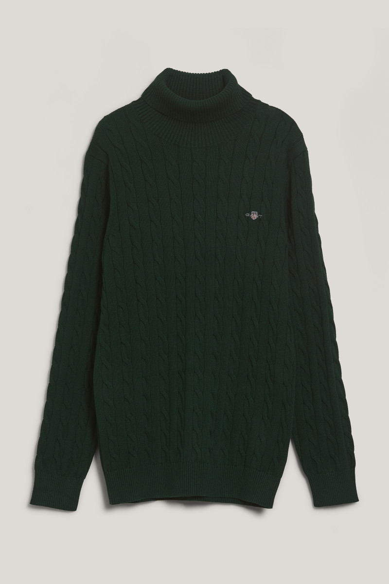 E-shop ROLÁK GANT COTTON CABLE TURTLE NECK TARTAN GREEN