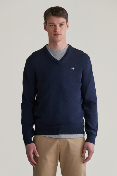 SVETER GANT CTN/WO V-NECK - Fotografia č. 1