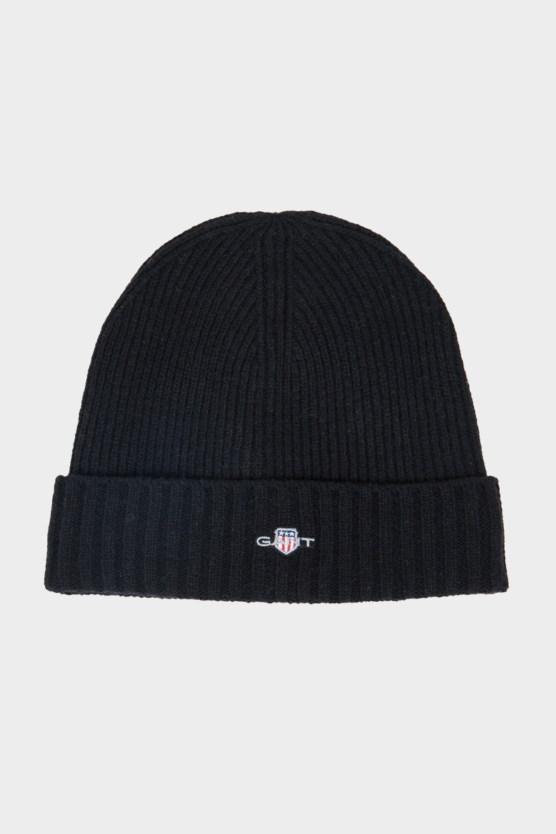 E-shop ČEPICE GANT UNISEX. SHIELD WOOL BEANIE BLACK