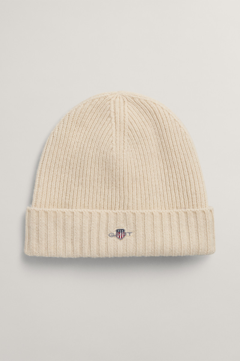 E-shop ČEPICE GANT UNISEX. SHIELD WOOL BEANIE CREAM