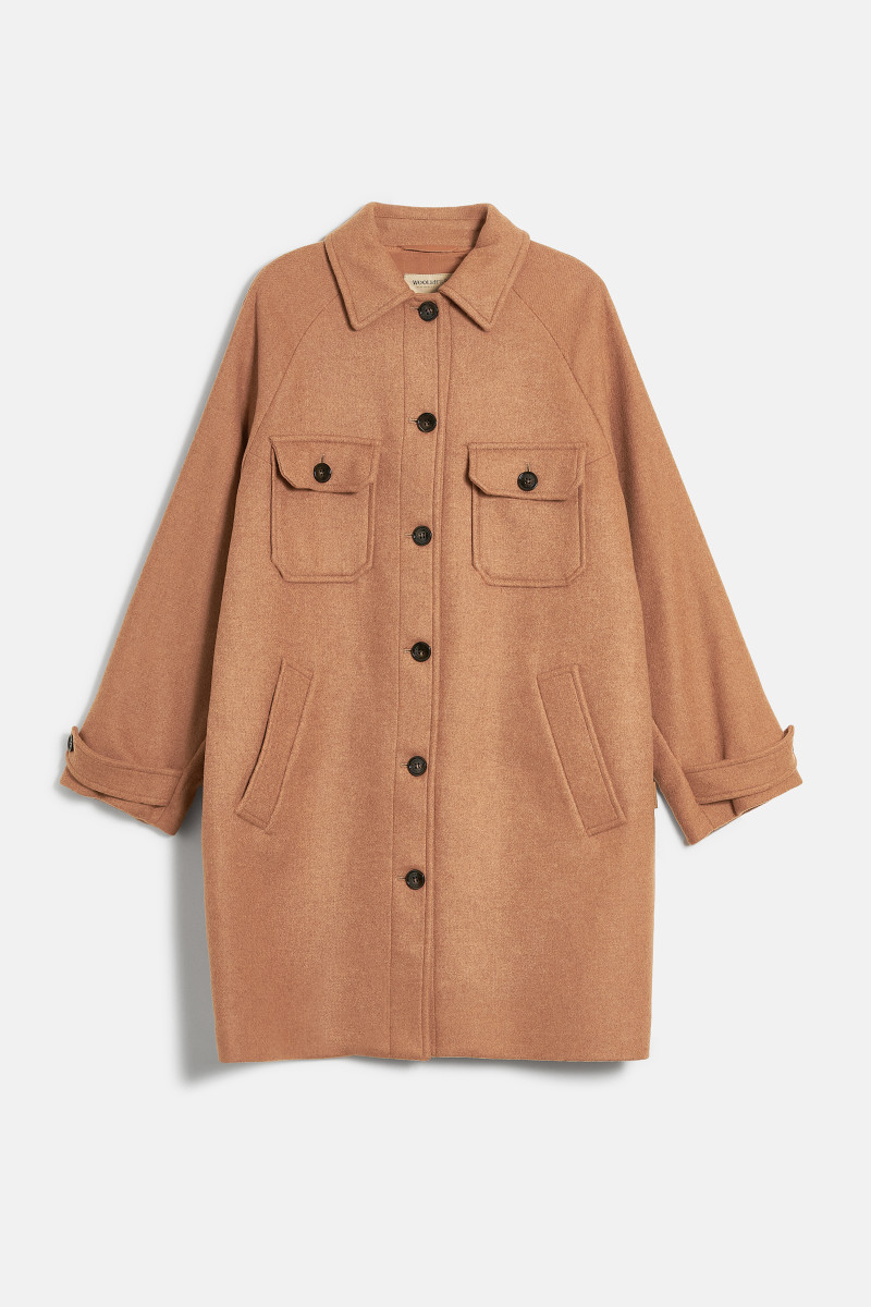 Levně Bunda woolrich compact wool overshirt camel