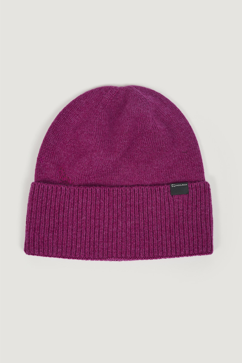 SAPKA WOOLRICH CASHMERE RIBBED BEANIE HOLLY PURPLE