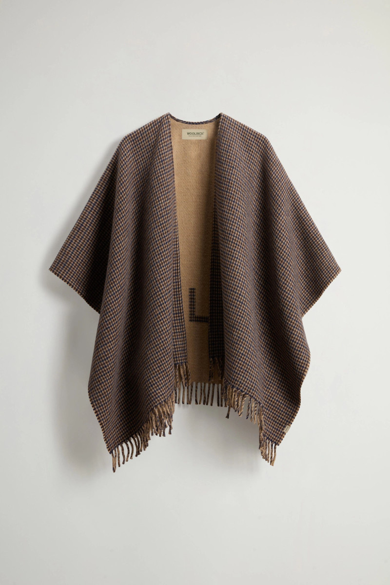 Levně Pončo woolrich plaid logo cape beige pied de poule