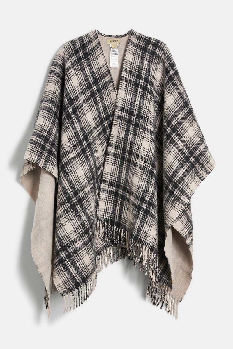 Levně Pončo woolrich plaid logo cape white hunting