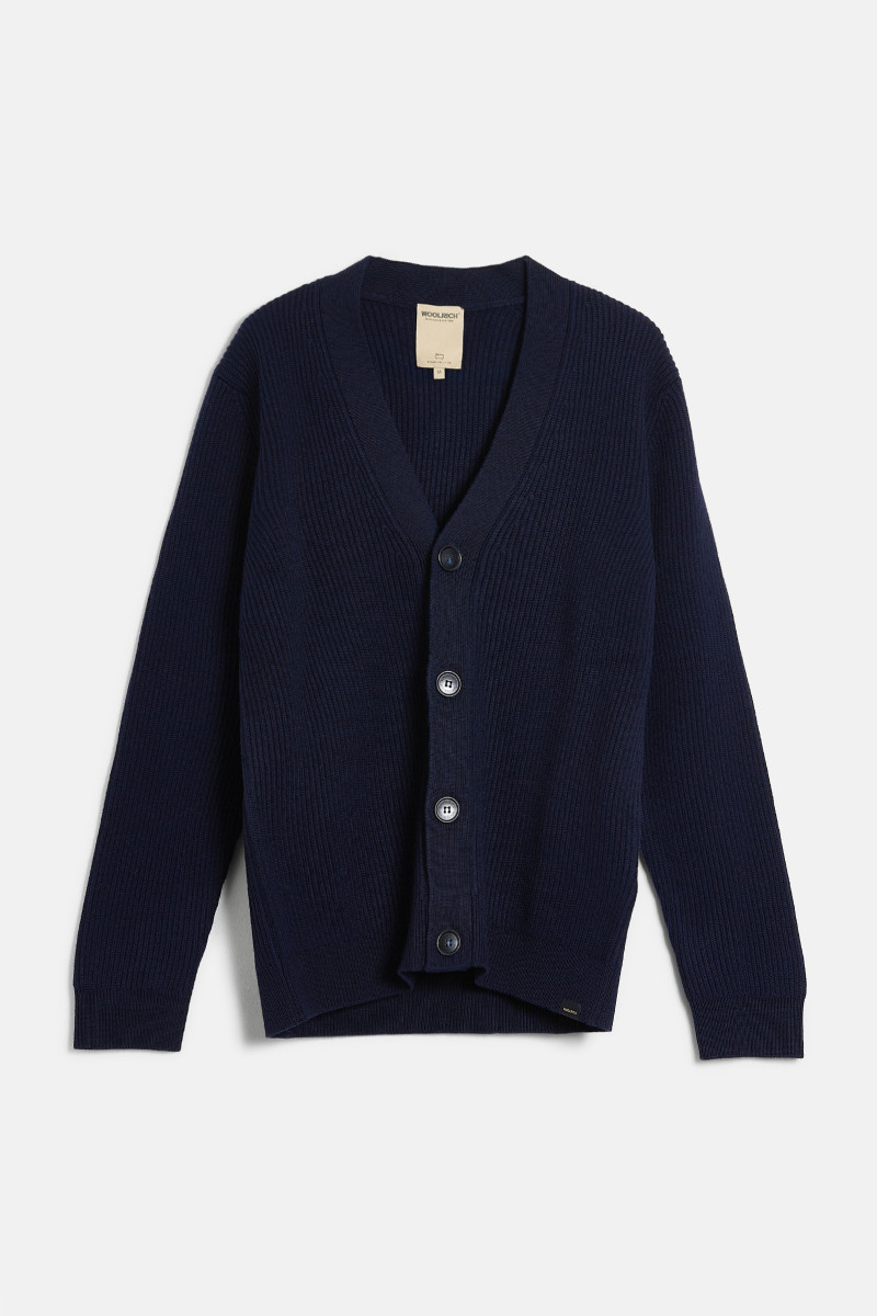 Kardigán Woolrich Merinos Cardigan Melton Blue