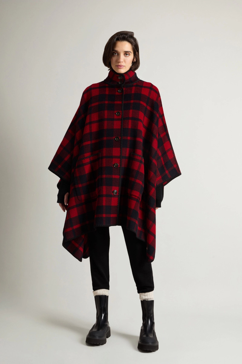 Levně Pončo woolrich blanket cape red check