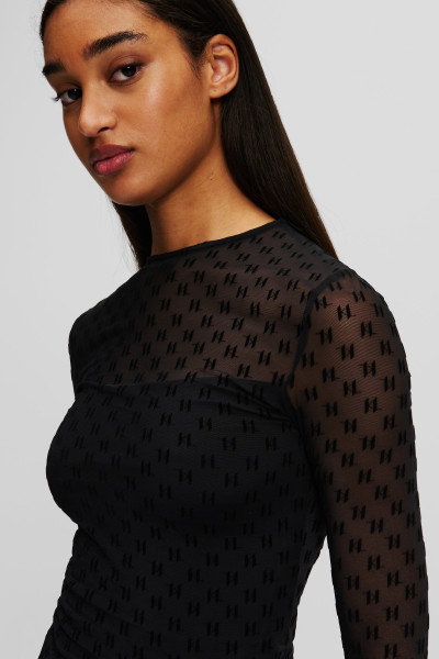 TOP KARL LAGERFELD KL MESH LSLV TOP - Fotografia č. 4