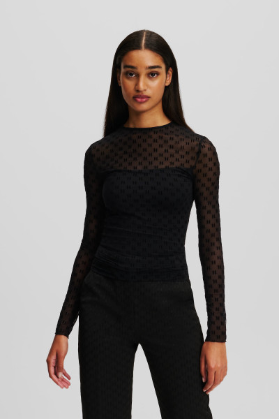 TOP KARL LAGERFELD KL MESH LSLV TOP - Fotografia č. 1