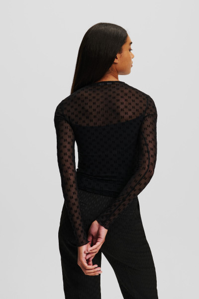 TOP KARL LAGERFELD KL MESH LSLV TOP - Fotografia č. 3