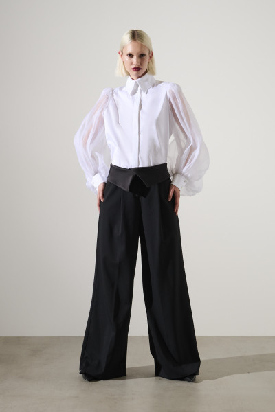 NOHAVICE KARL LAGERFELD TAILORED WIDE LEG PANTS - Fotografia č. 1