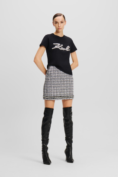 SUKŇA KARL LAGERFELD PEARL EMBELLISHED BOUCLE SKIRT - Fotografia č. 1