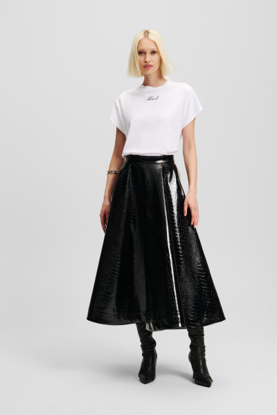 SUKNĚ KARL LAGERFELD FAUX LEATHER CROC A LINE SKIRT - Fotografie č. 1