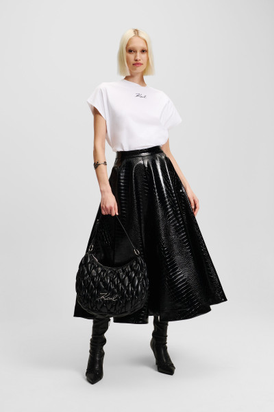 SUKNĚ KARL LAGERFELD FAUX LEATHER CROC A LINE SKIRT - Fotografie č. 3