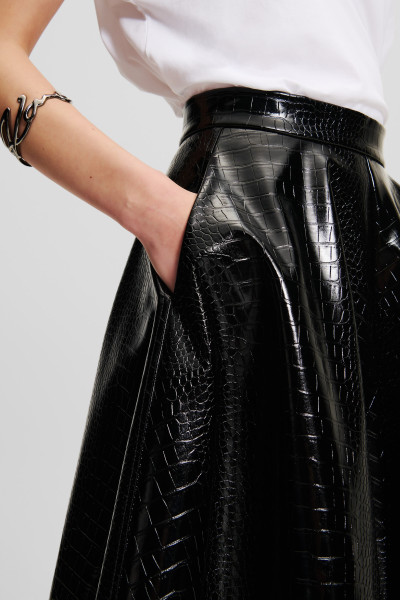SUKNĚ KARL LAGERFELD FAUX LEATHER CROC A LINE SKIRT - Fotografie č. 4