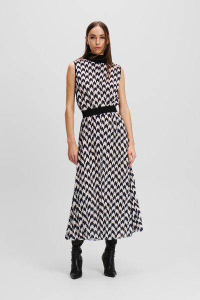 ŠATY KARL LAGERFELD CHEVRON PLEATED DRESS - Fotografia č. 1