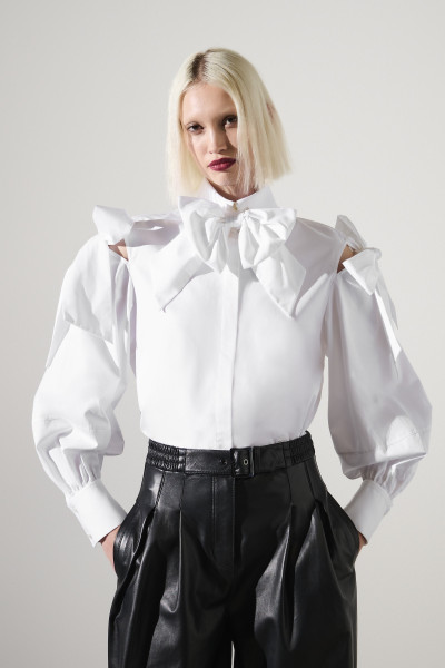 KOŠEĽA KARL LAGERFELD BOW DETAIL POPLIN SHIRT - Fotografia č. 1