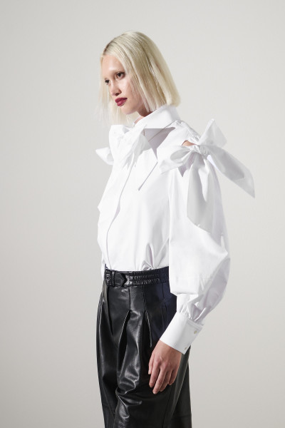 KOŠEĽA KARL LAGERFELD BOW DETAIL POPLIN SHIRT - Fotografia č. 3