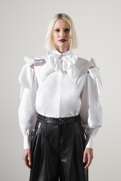 KOŠEĽA KARL LAGERFELD BOW DETAIL POPLIN SHIRT - Fotografia č. 6
