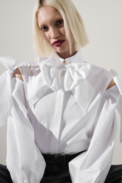 KOŠEĽA KARL LAGERFELD BOW DETAIL POPLIN SHIRT - Fotografia č. 7