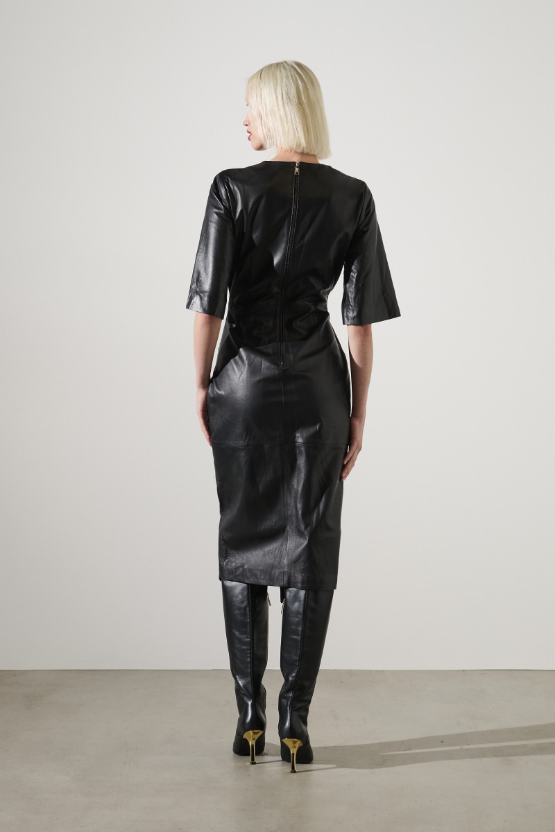 ATY KARL LAGERFELD LEATHER WRAP DRESS BLACK | VERMONT CZ