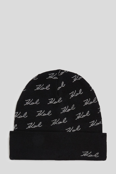 ČEPICE KARL LAGERFELD K/SIGNATURE RHNSTN AOP BEANIE - Fotografie č. 1