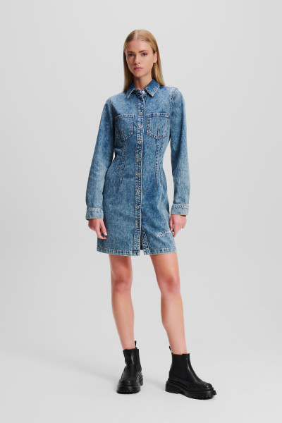 RUHA KARL LAGERFELD JEANS KLJ LSLV PINTUCK DENIM DRESS - Kép 1