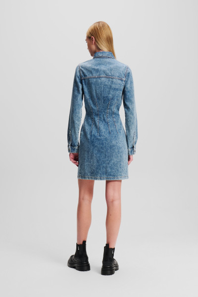 RUHA KARL LAGERFELD JEANS KLJ LSLV PINTUCK DENIM DRESS - Kép 2