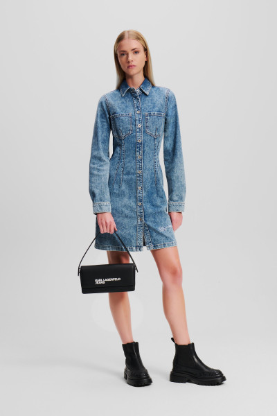 RUHA KARL LAGERFELD JEANS KLJ LSLV PINTUCK DENIM DRESS - Kép 3