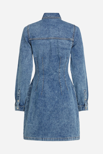 RUHA KARL LAGERFELD JEANS KLJ LSLV PINTUCK DENIM DRESS - Kép 6