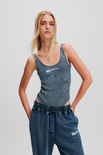 BODY KARL LAGERFELD JEANS KLJ SLVL RIBBED WASHED BODY - Fotografie č. 1