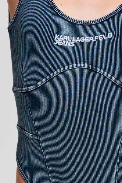 BODY KARL LAGERFELD JEANS KLJ SLVL RIBBED WASHED BODY - Fotografie č. 4