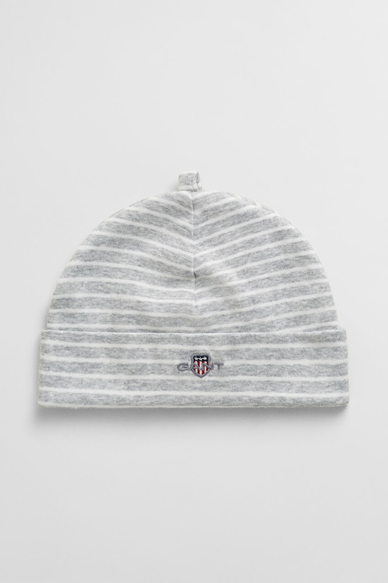 E-shop ČEPICE GANT STRIPED SHIELD BEANIE LIGHT GREY MELANGE